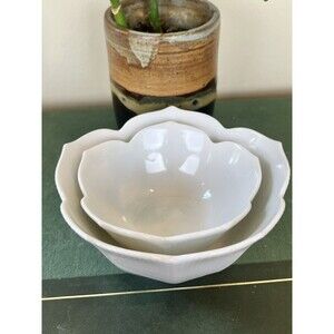 Vintage MCM White Lotus Bowls, Porcelain White, Rice Bowl, Spice Bowls Japan